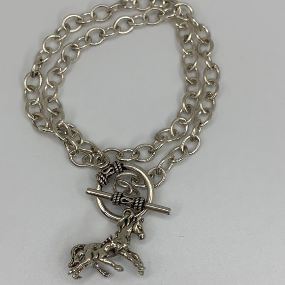 Sun West Silver Co. Jewelry - Sun West Silver Co. 925 Mare & Foal Charm Double Wrap Toggle Bracelet